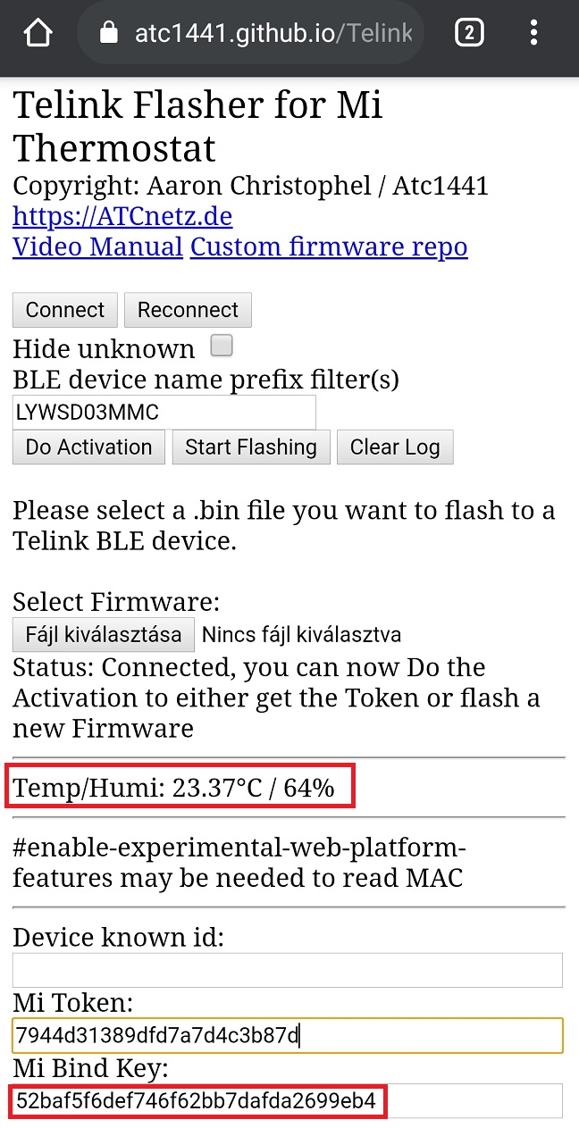 Telink Flasher connected